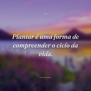 Plantar é uma forma de compreender o ciclo da vida.
