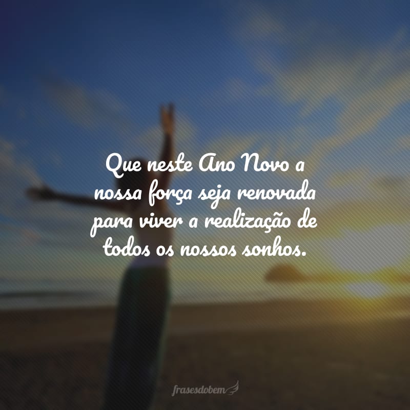Que neste Ano Novo a nossa força seja renovada para viver a realização de todos os nossos sonhos.