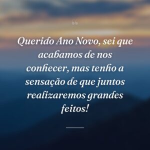 Querido Ano Novo, sei que acabamos de nos conhecer, mas tenho a sensação de que juntos realizaremos grandes feitos!
