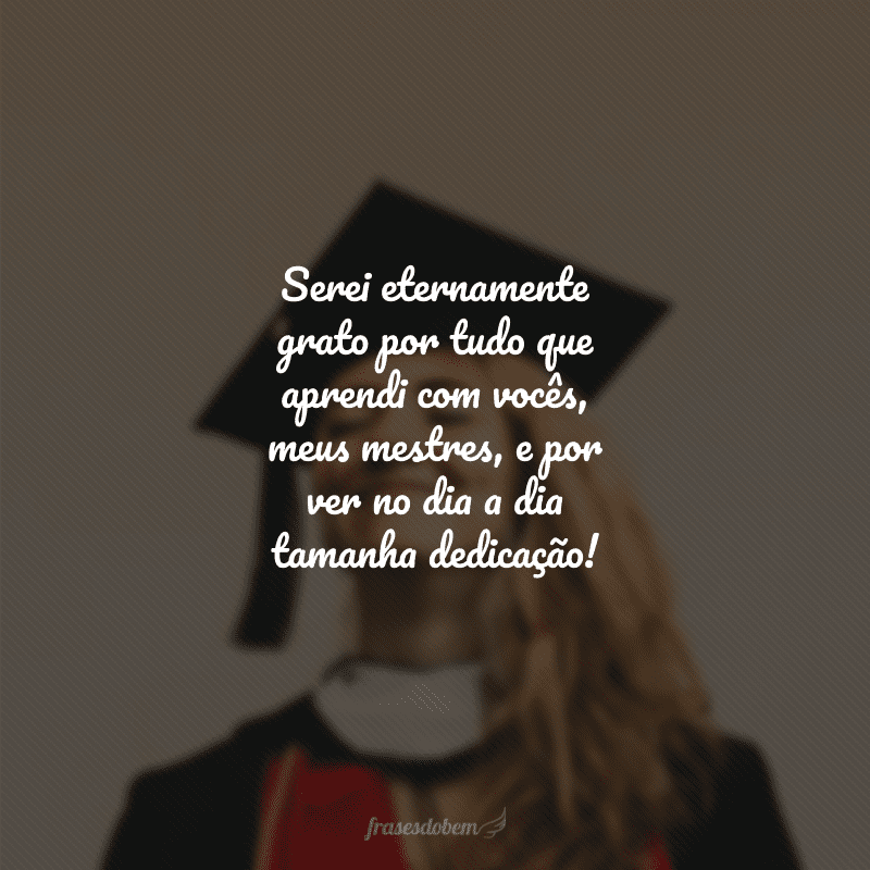 Serei eternamente grato por tudo que aprendi com vocês, meus mestres, e por ver no dia a dia tamanha dedicação! 