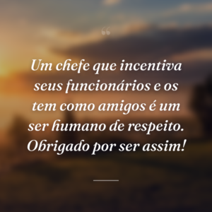 Um chefe que incentiva seus funcionários e os tem como amigos é um ser humano de respeito. Obrigado por ser assim!