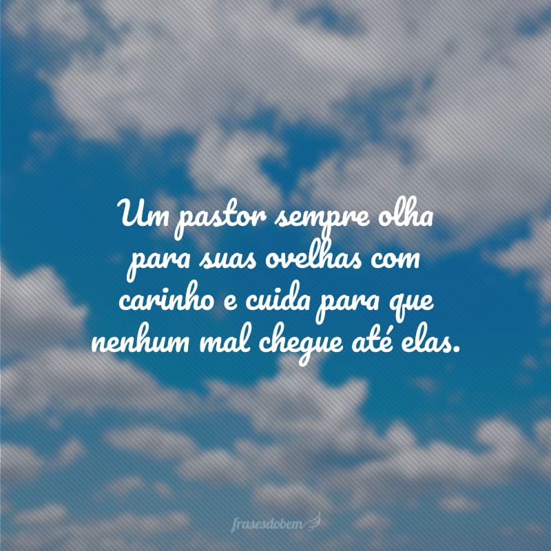 Um pastor sempre olha para suas ovelhas com carinho e cuida para que nenhum mal chegue até elas.