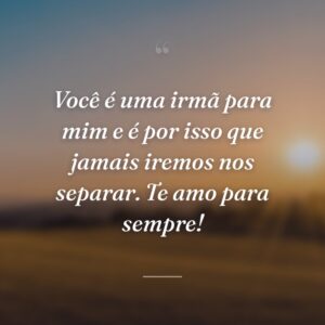 Você é uma irmã para mim e é por isso que jamais iremos nos separar. Te amo para sempre!