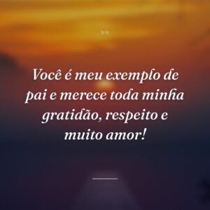 Você é meu exemplo de pai e merece toda minha gratidão, respeito e muito amor!