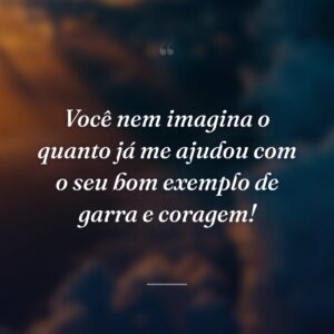 Você nem imagina o quanto já me ajudou com o seu bom exemplo de garra e coragem!