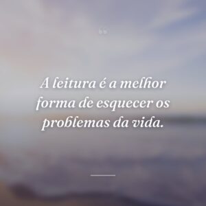 A leitura é a melhor forma de esquecer os problemas da vida.