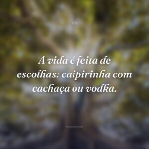 A vida é feita de escolhas: caipirinha com cachaça ou vodka.