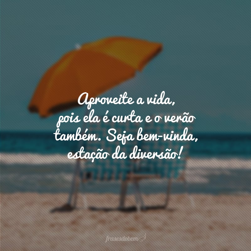Aproveite a vida, pois ela é curta e o verão também. Seja bem-vinda, estação da diversão!
