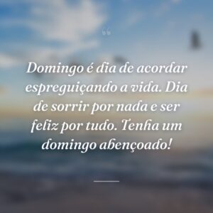 Domingo é dia de acordar espreguiçando a vida. Dia de sorrir por nada e ser feliz por tudo. Tenha um domingo abençoado!
