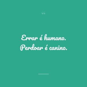 Errar é humano. Perdoar é canino.