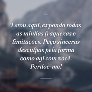 Estou aqui, expondo todas as minhas fraquezas e limitações. Peço sinceras desculpas pela forma como agi com você. Perdoe-me!