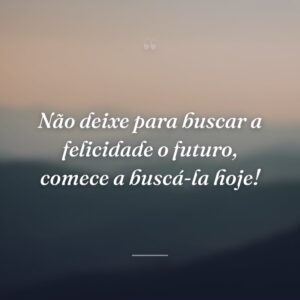 Não deixe para buscar a felicidade o futuro, comece a buscá-la hoje!