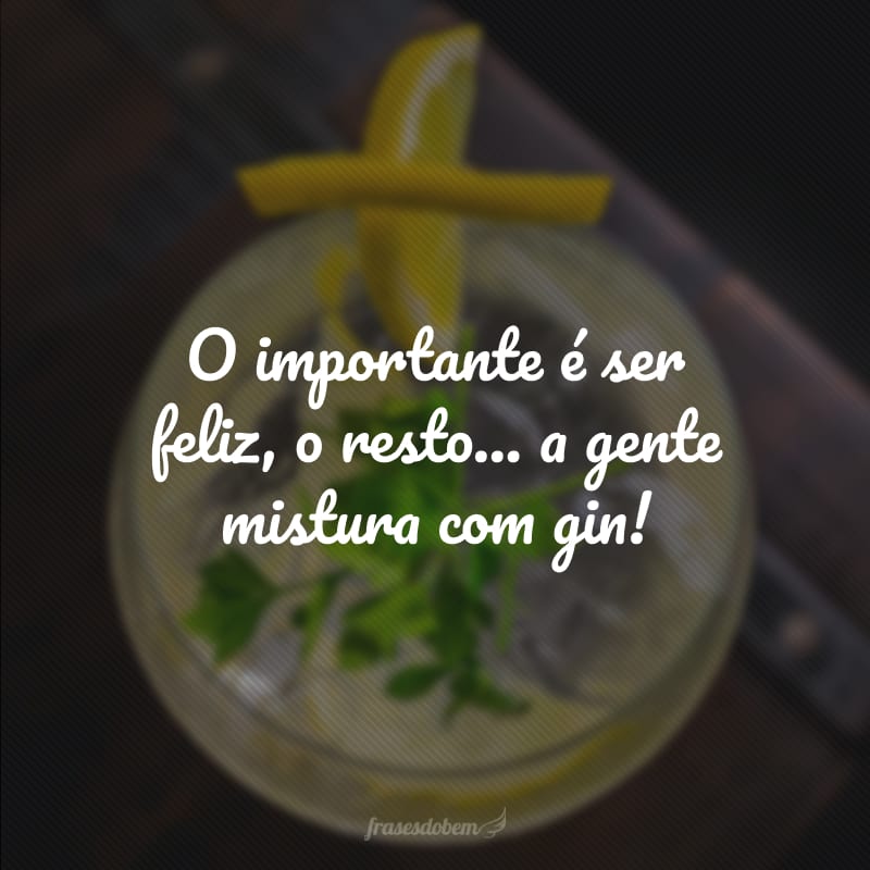 O importante é ser feliz, o resto... a gente mistura com gin!