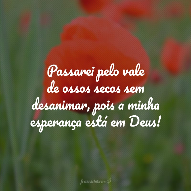 Passarei pelo vale de ossos secos sem desanimar, pois a minha esperança está em Deus! 