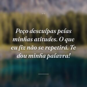 Peço desculpas pelas minhas atitudes. O que eu fiz não se repetirá. Te dou minha palavra!