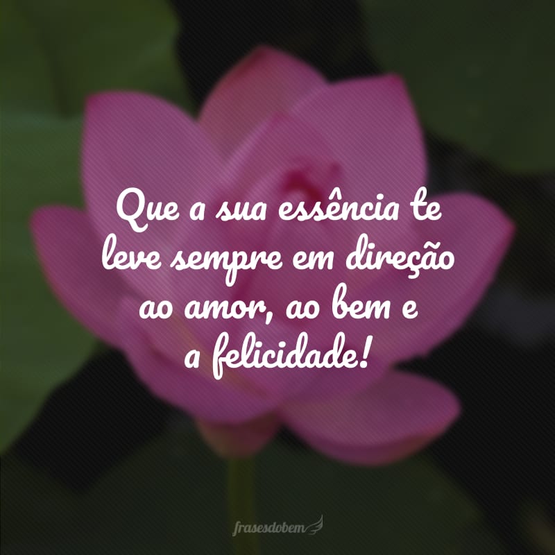 Que a sua essência te leve sempre em direção ao amor, ao bem e a felicidade!