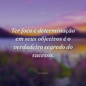 Ter foco e determinação em seus objetivos é o verdadeiro segredo do sucesso.