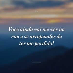 Você ainda vai me ver na rua e se arrepender de ter me perdido!