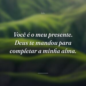 Você é o meu presente. Deus te mandou para completar a minha alma.
