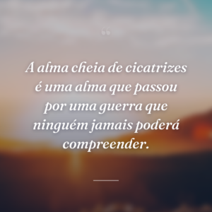A alma cheia de cicatrizes é uma alma que passou por uma guerra que ninguém jamais poderá compreender.