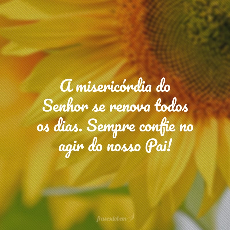 A misericórdia do Senhor se renova todos os dias. Sempre confie no agir do nosso Pai!