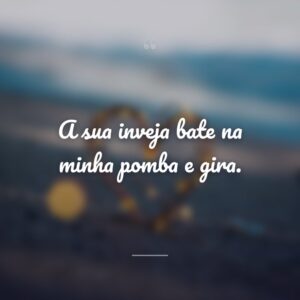 A sua inveja bate na minha pomba e gira.