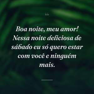 Boa noite, meu amor! Nessa noite deliciosa de sábado eu só quero estar com você e ninguém mais.