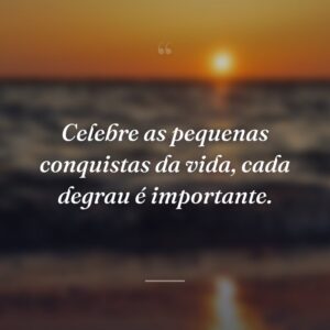 Celebre as pequenas conquistas da vida, cada degrau é importante.