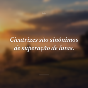 Cicatrizes são sinônimos de superação de lutas.