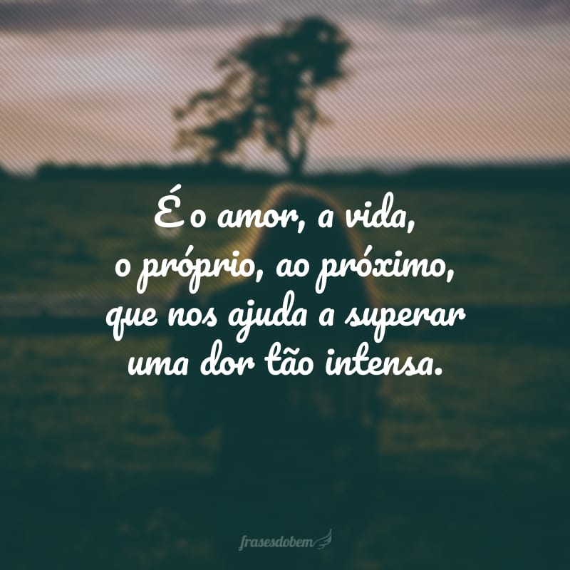 É o amor, a vida, o próprio, ao próximo, que nos ajuda a superar uma dor tão intensa.