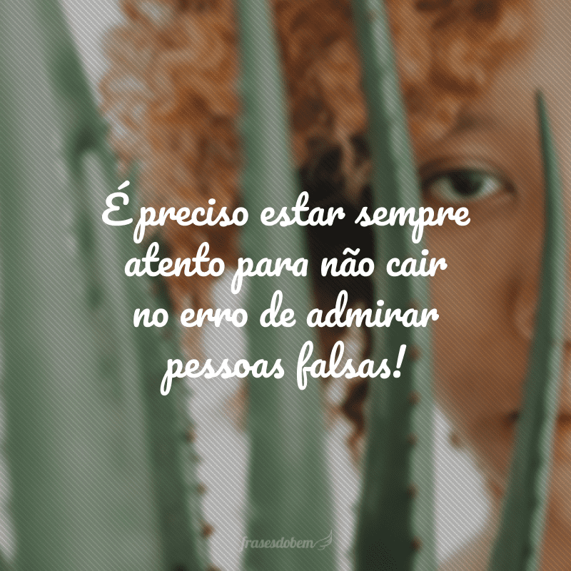 É preciso estar sempre atento para não cair no erro de admirar pessoas falsas!