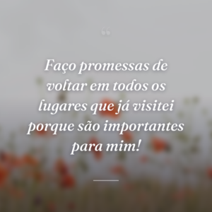 Faço promessas de voltar em todos os lugares que já visitei porque são importantes para mim!