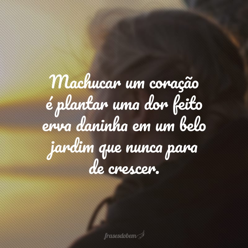 Machucar um coração é plantar uma dor feito erva daninha em um belo jardim que nunca para de crescer.