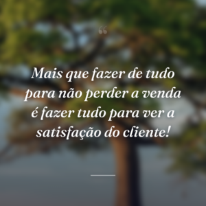 Mais que fazer de tudo para não perder a venda é fazer tudo para ver a satisfação do cliente!