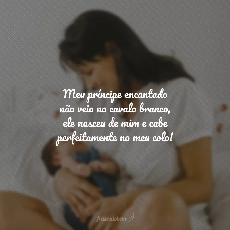 Meu príncipe encantado não veio no cavalo branco, ele nasceu de mim e cabe perfeitamente no meu colo!