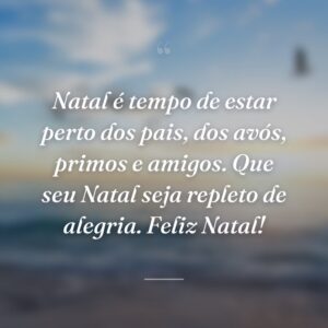 Natal é tempo de estar perto dos pais, dos avós, primos e amigos. Que seu Natal seja repleto de alegria. Feliz Natal!