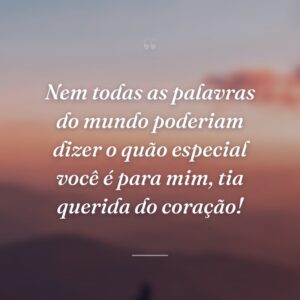 Nem todas as palavras do mundo poderiam dizer o quão especial você é para mim, tia querida do coração!