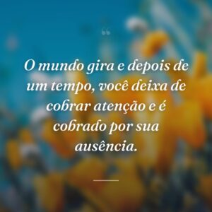 O mundo gira e depois de um tempo, você deixa de cobrar atenção e é cobrado por sua ausência.