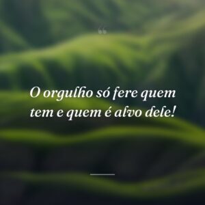 O orgulho só fere quem tem e quem é alvo dele!