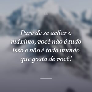 Pare de se achar o máximo, você não é tudo isso e não é todo mundo que gosta de você!