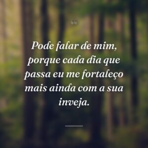 Pode falar de mim, porque cada dia que passa eu me fortaleço mais ainda com a sua inveja.