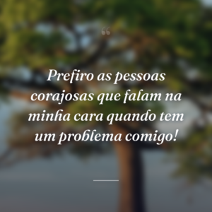 Prefiro as pessoas corajosas que falam na minha cara quando tem um problema comigo!