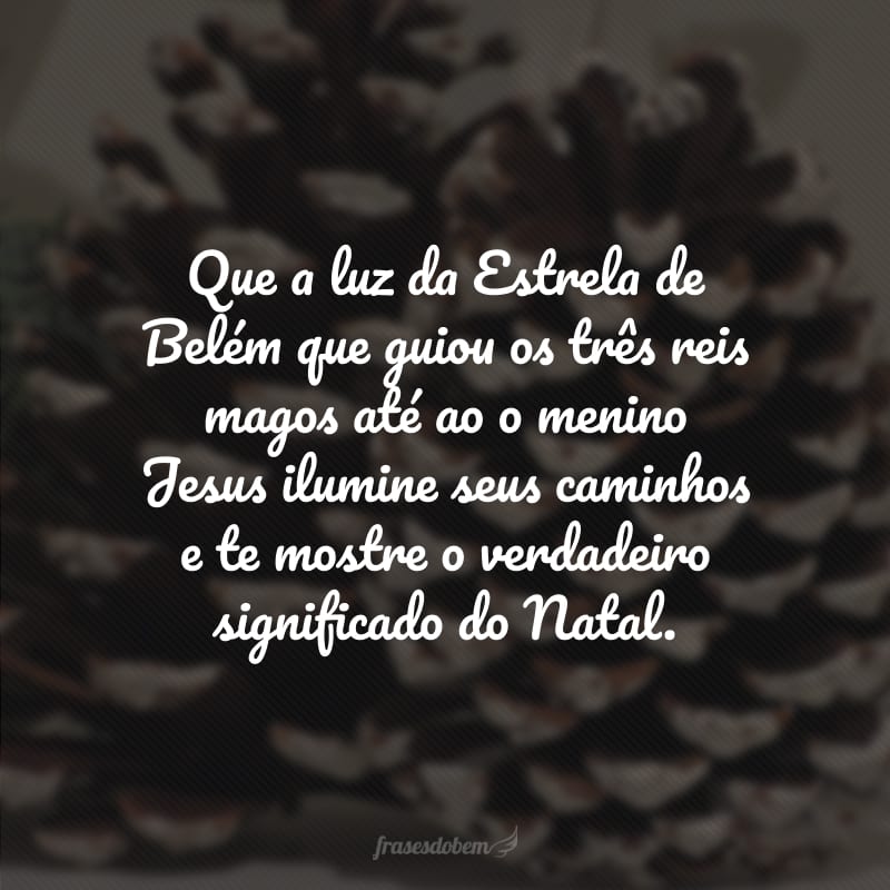 Que a luz da Estrela de Belém que guiou os três reis magos até ao o menino Jesus ilumine seus caminhos e te mostre o verdadeiro significado do Natal.