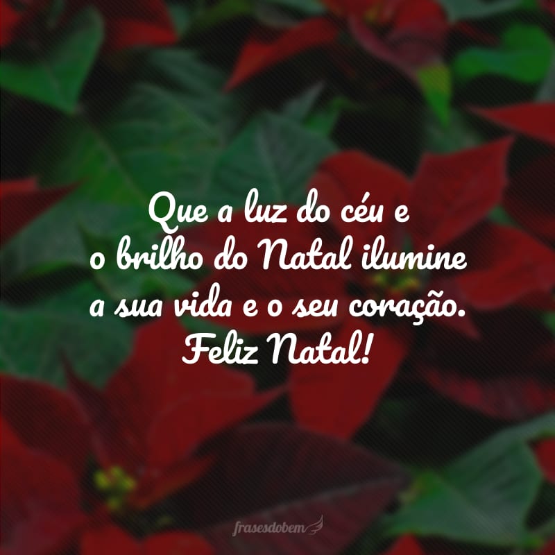 Que a luz do céu e o brilho do Natal ilumine a sua vida e o seu coração. Feliz Natal!