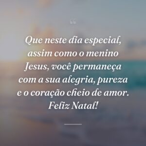 Que neste dia especial, assim como o menino Jesus, você permaneça com a sua alegria, pureza e o coração cheio de amor. Feliz Natal!