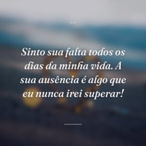 Sinto sua falta todos os dias da minha vida. A sua ausência é algo que eu nunca irei superar!