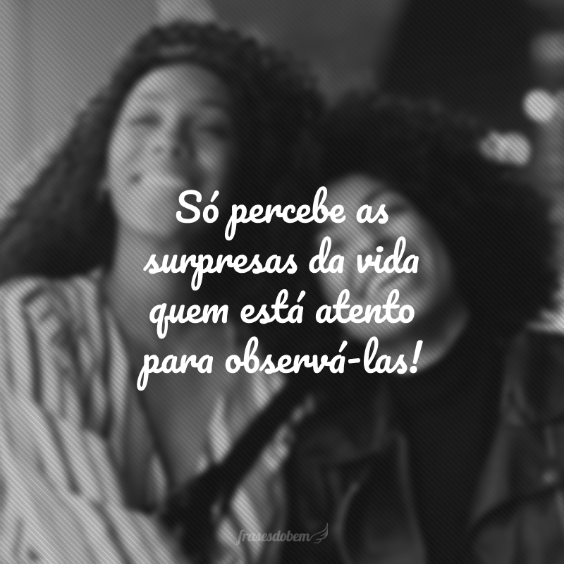 Só percebe as surpresas da vida quem está atento para observá-las!