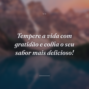 Tempere a vida com gratidão e colha o seu sabor mais delicioso!