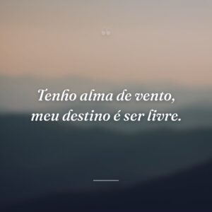 Tenho alma de vento, meu destino é ser livre.