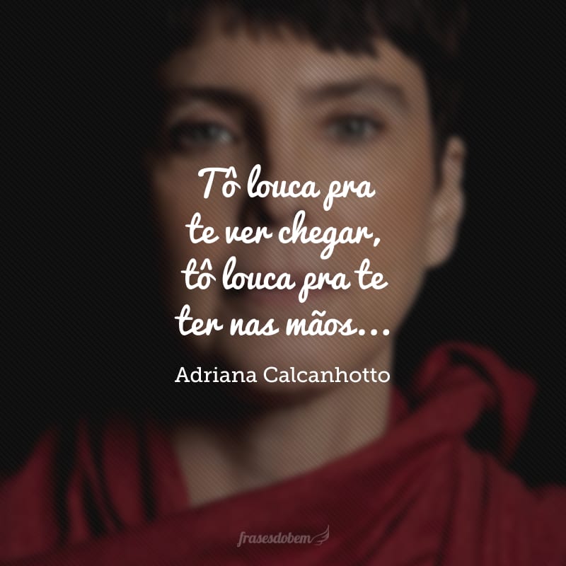 Tô louca pra te ver chegar, tô louca pra te ter nas mãos... Deitar no teu abraço, retomar o pedaço que falta no meu coração. 